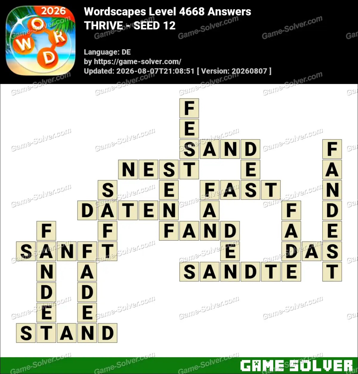 Wordscapes Deutsche Level 4668 Answers — THRIVE - SEED 12