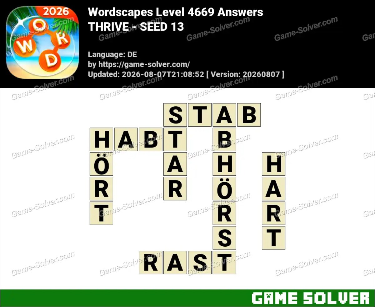 Wordscapes Deutsche Level 4669 Answers — THRIVE - SEED 13 Wordscapes Deutsche Level 4669 Answers — THRIVE - SEED 13