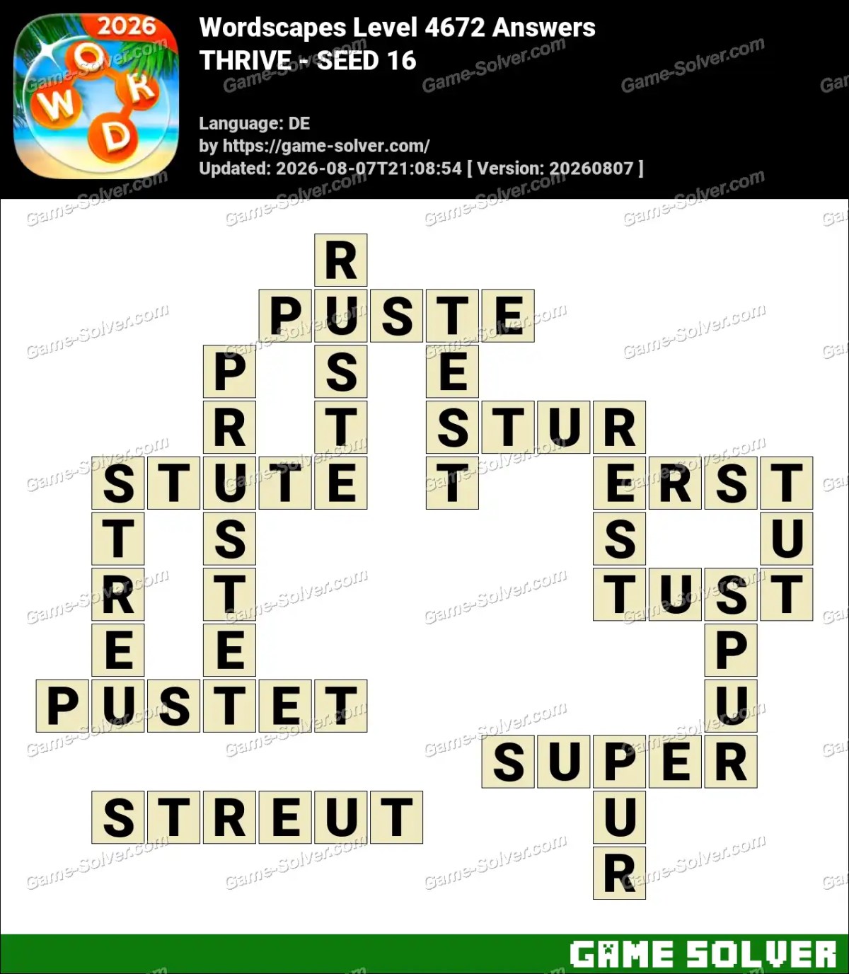 Wordscapes Deutsche Level 4672 Answers — THRIVE - SEED 16