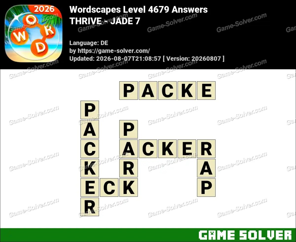 Wordscapes Deutsche Level 4679 Answers — THRIVE - JADE 7