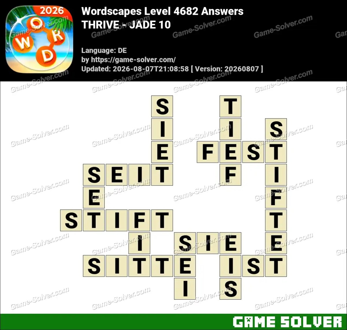 Wordscapes Deutsche Level 4682 Answers — THRIVE - JADE 10