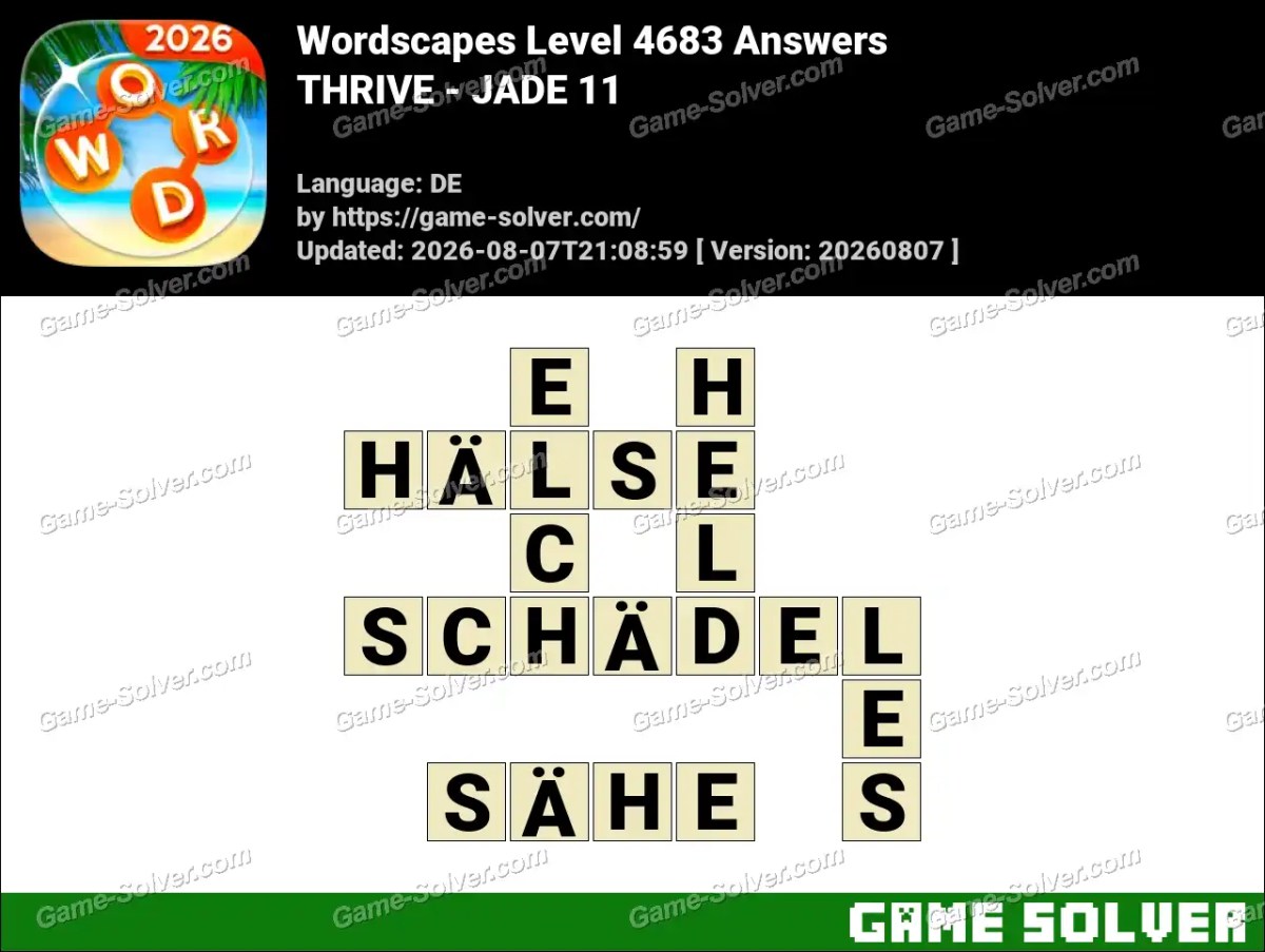 Wordscapes Deutsche Level 4683 Answers — THRIVE - JADE 11