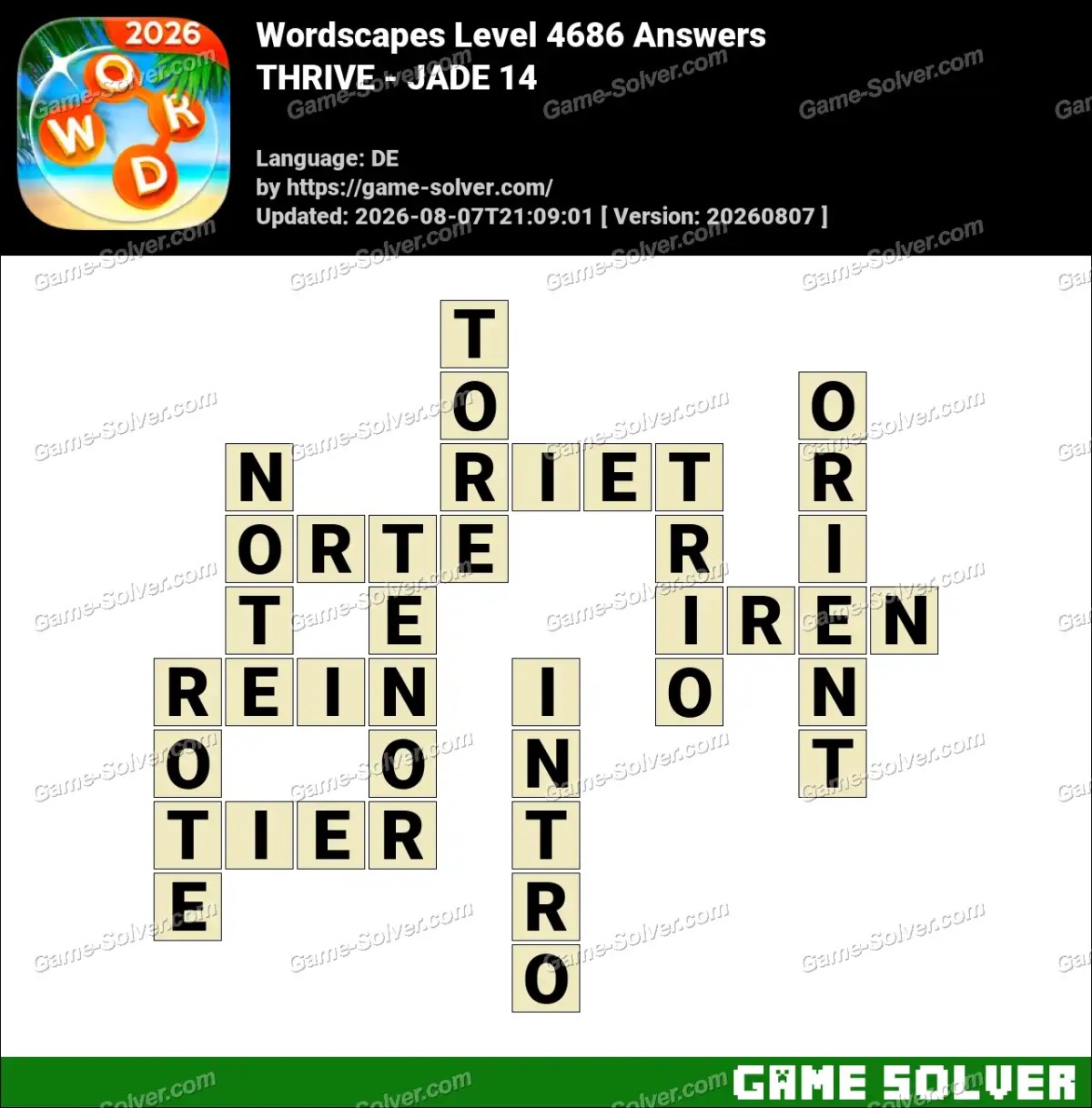 Wordscapes Deutsche Level 4686 Answers — THRIVE - JADE 14