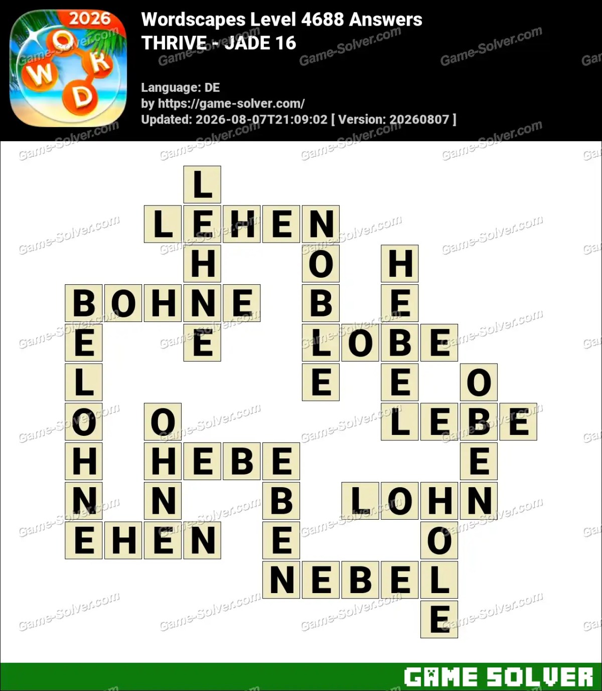 Wordscapes Deutsche Level 4688 Answers — THRIVE - JADE 16