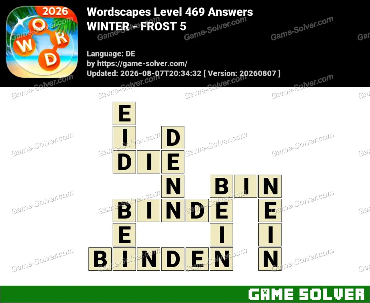 Wordscapes Deutsche Level 469 Answers — WINTER - FROST 5 Wordscapes Deutsche Level 469 Answers — WINTER - FROST 5