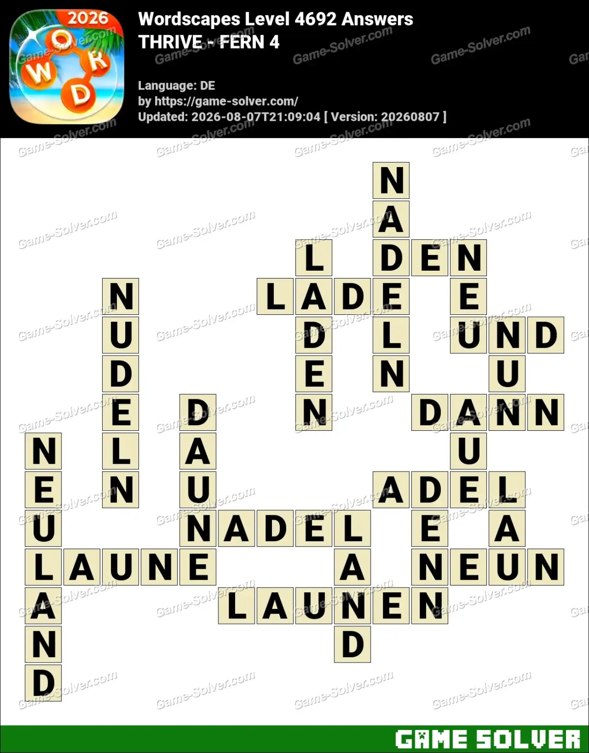 Wordscapes Deutsche Level 4692 Answers — THRIVE - FERN 4
