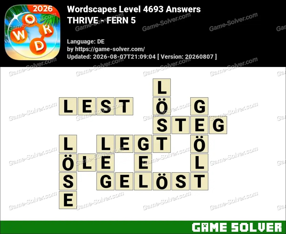 Wordscapes Deutsche Level 4693 Answers — THRIVE - FERN 5