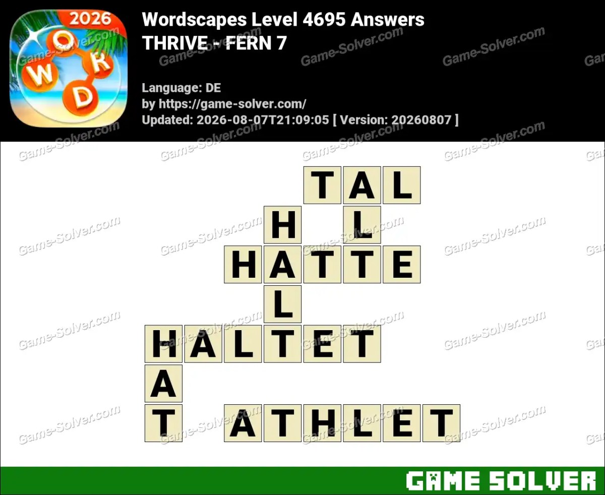 Wordscapes Deutsche Level 4695 Answers — THRIVE - FERN 7