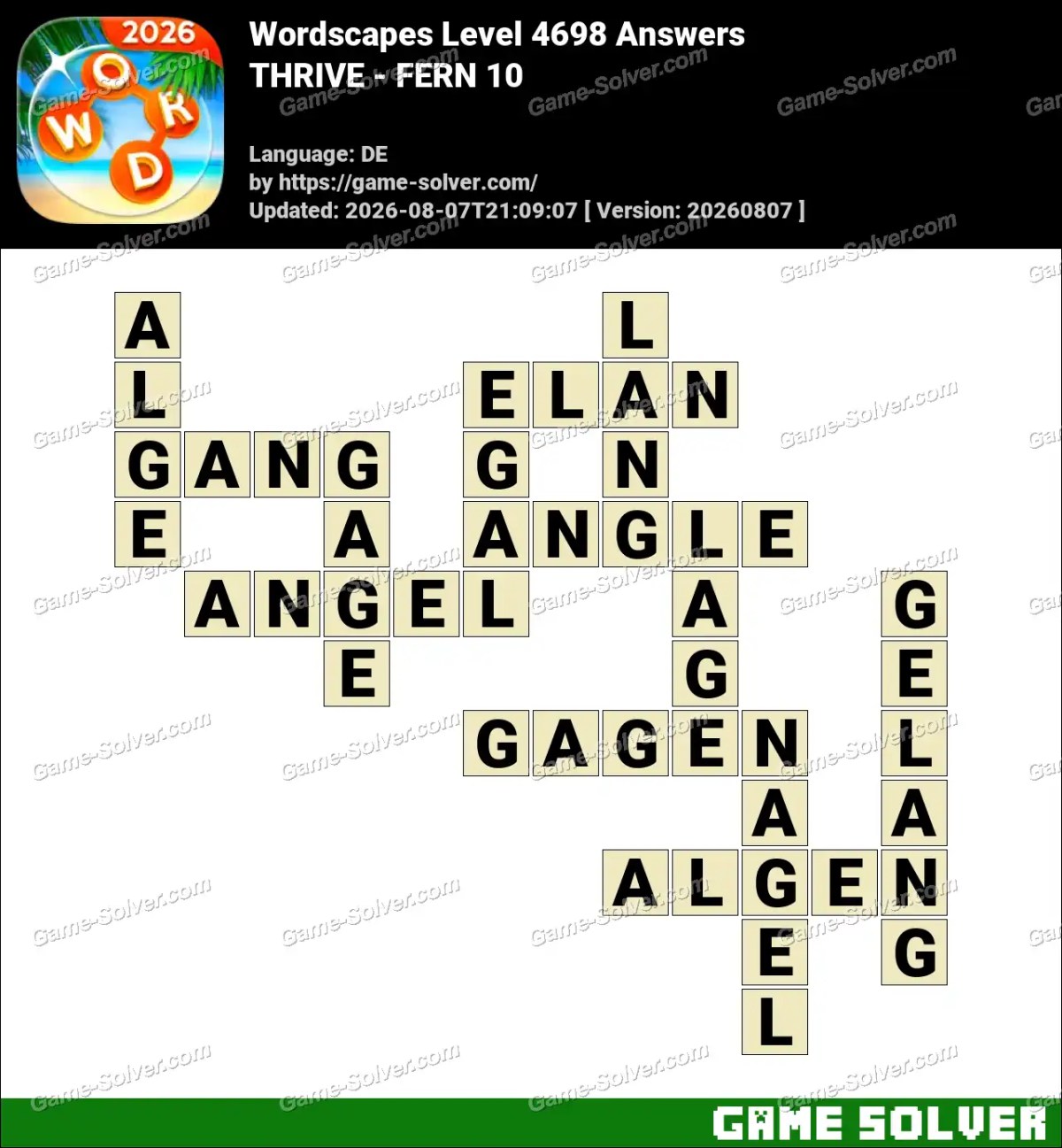 Wordscapes Deutsche Level 4698 Answers — THRIVE - FERN 10