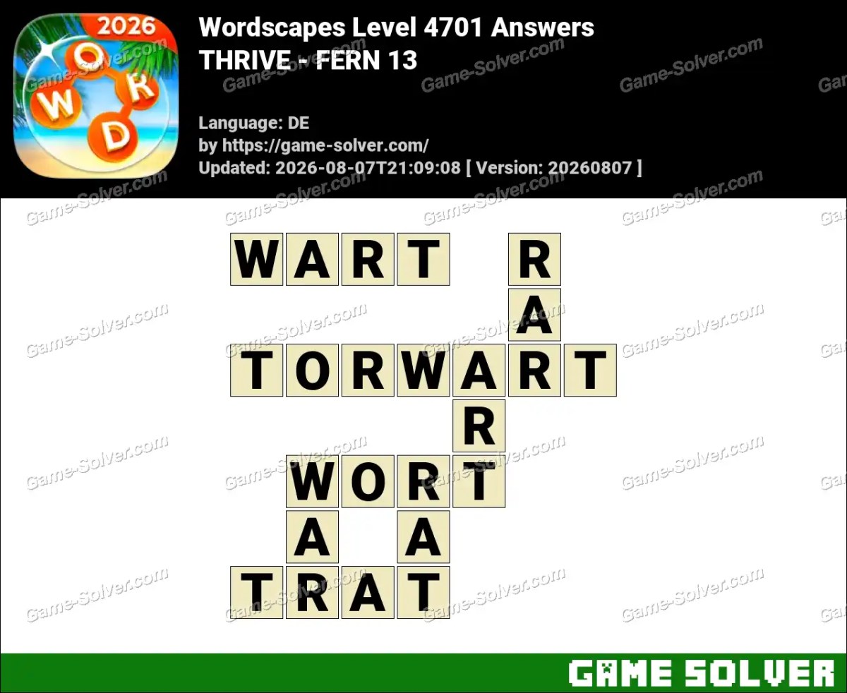 Wordscapes Deutsche Level 4701 Answers — THRIVE - FERN 13
