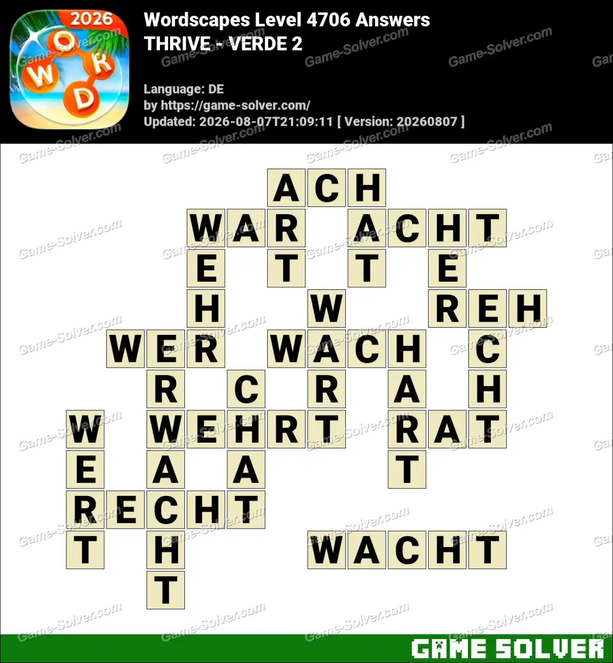 Wordscapes Deutsche Level 4706 Answers — THRIVE - VERDE 2