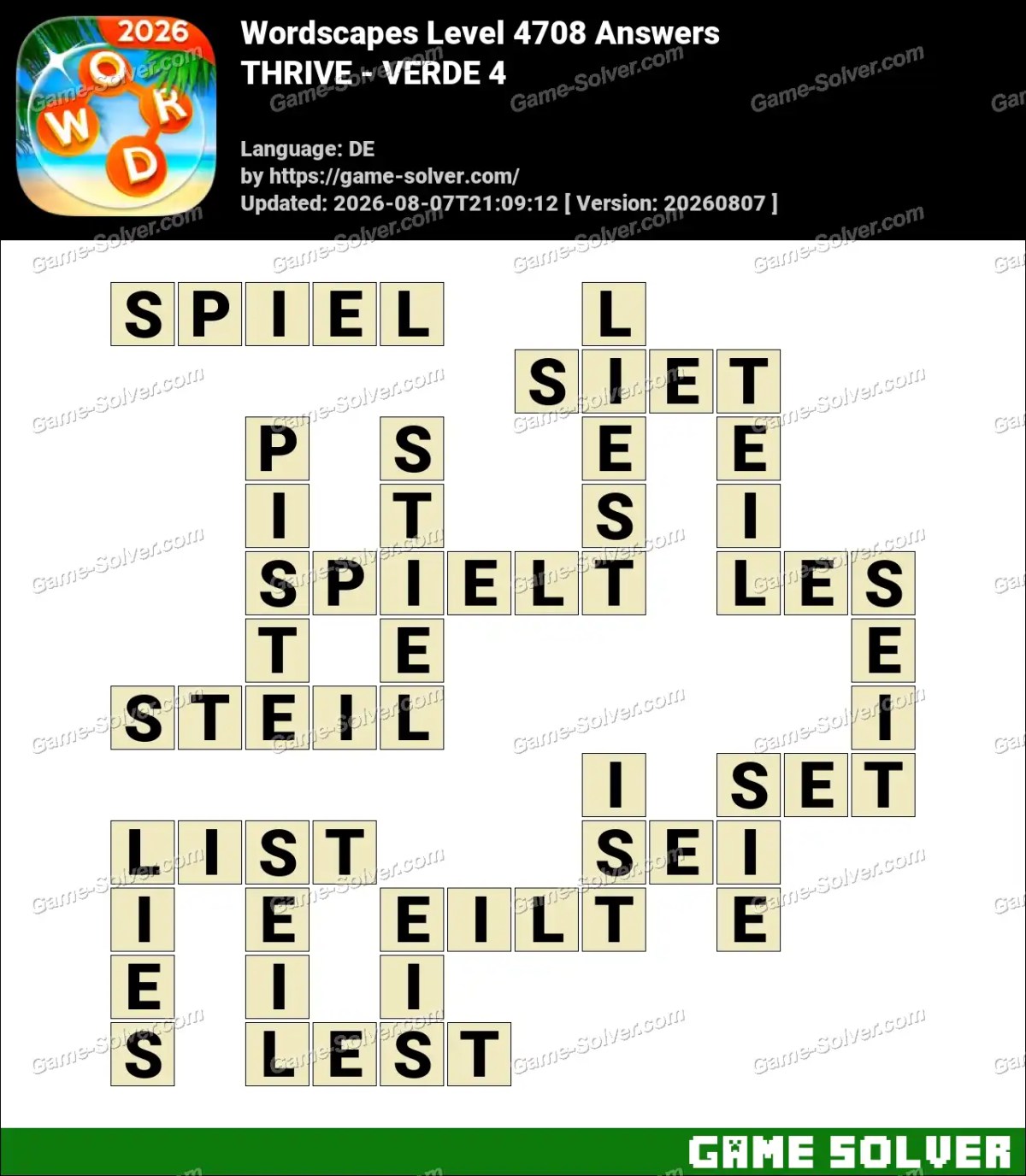 Wordscapes Deutsche Level 4708 Answers — THRIVE - VERDE 4