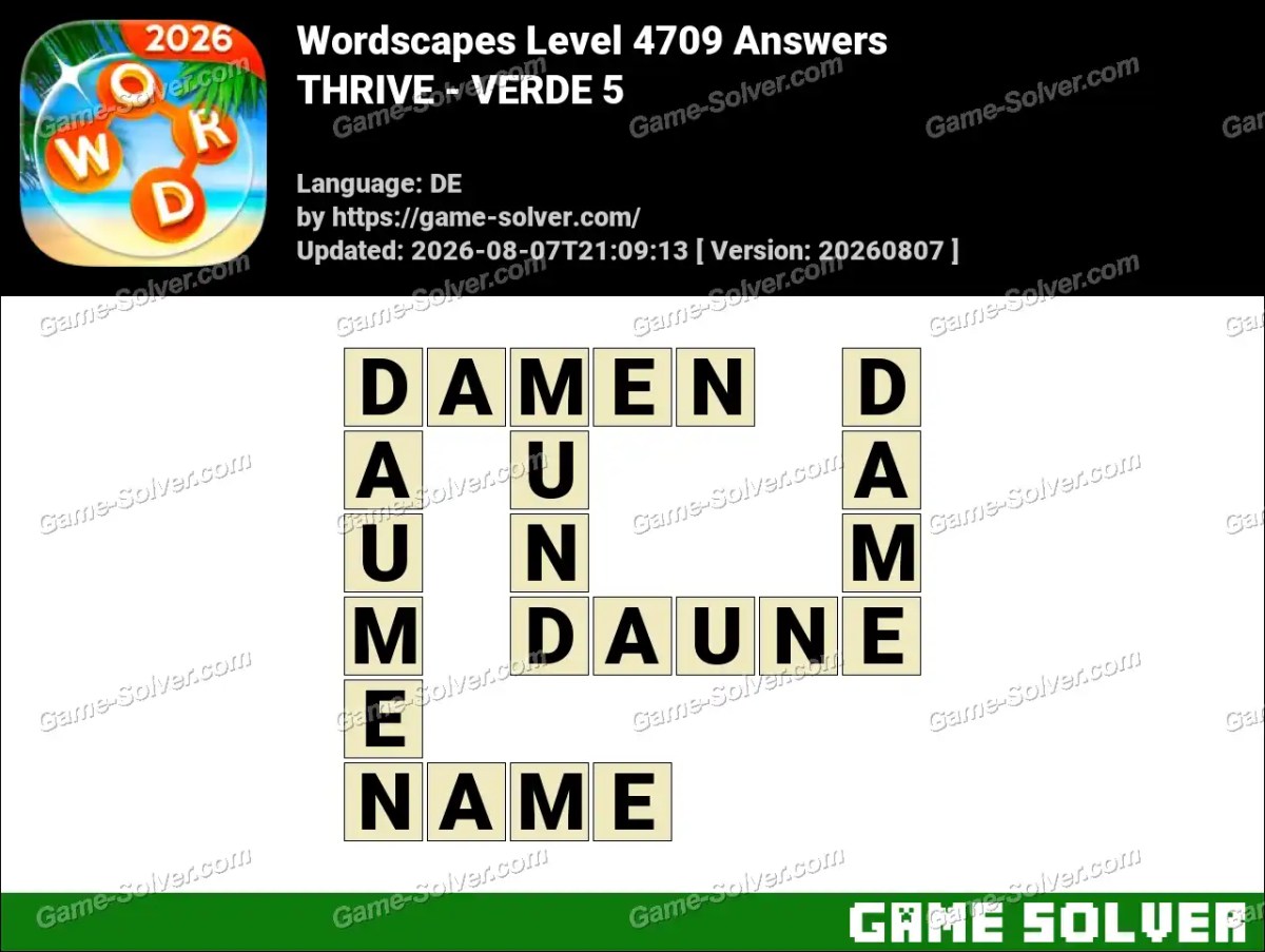 Wordscapes Deutsche Level 4709 Answers — THRIVE - VERDE 5