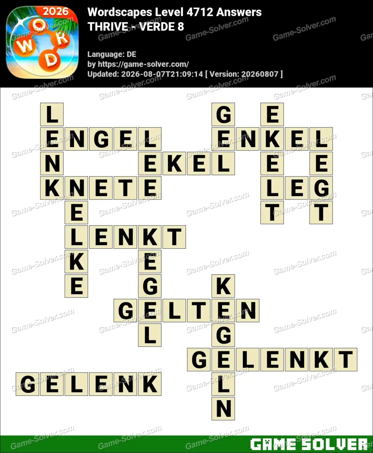 Wordscapes Deutsche Level 4712 Answers — THRIVE - VERDE 8