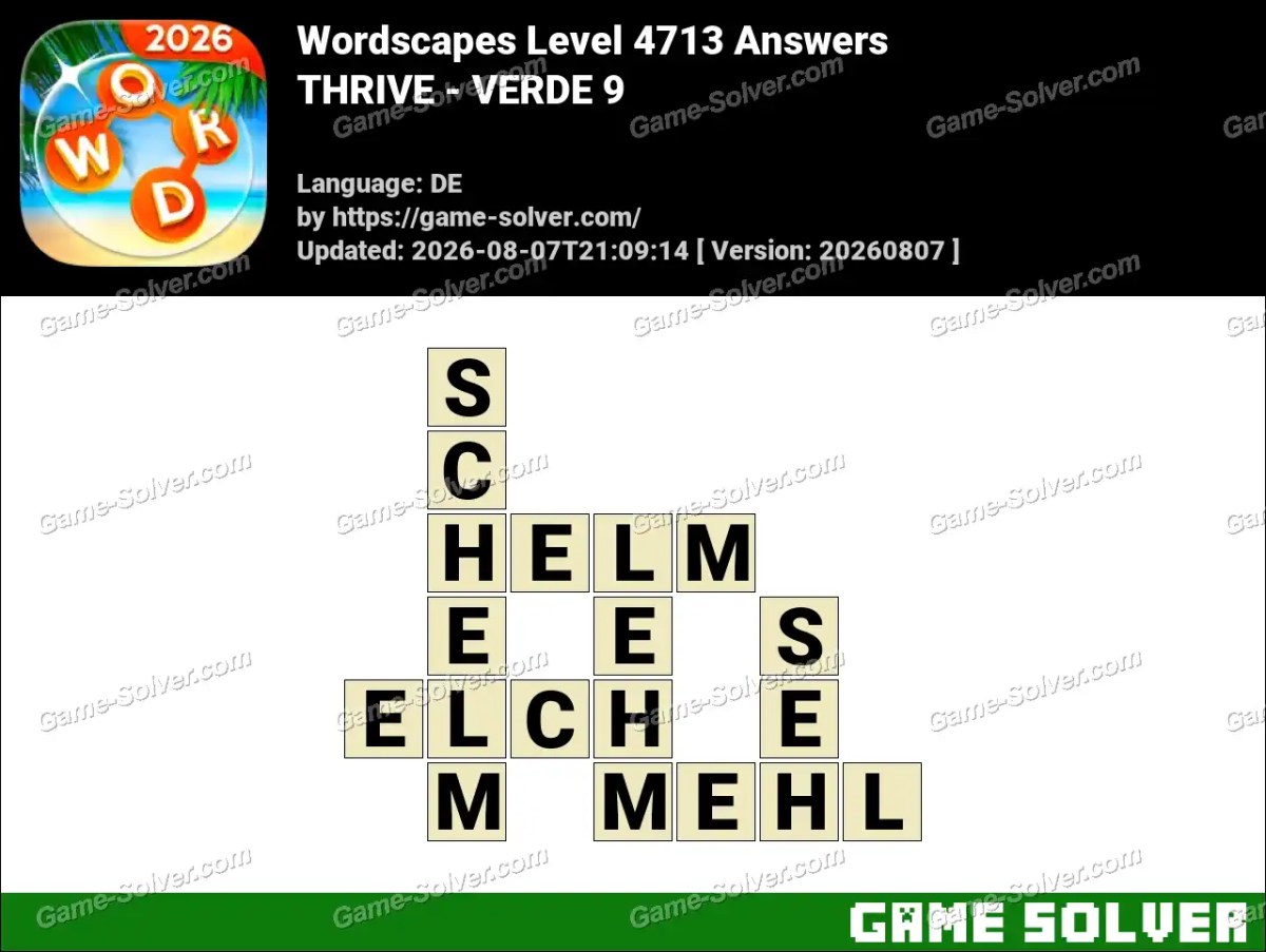 Wordscapes Deutsche Level 4713 Answers — THRIVE - VERDE 9