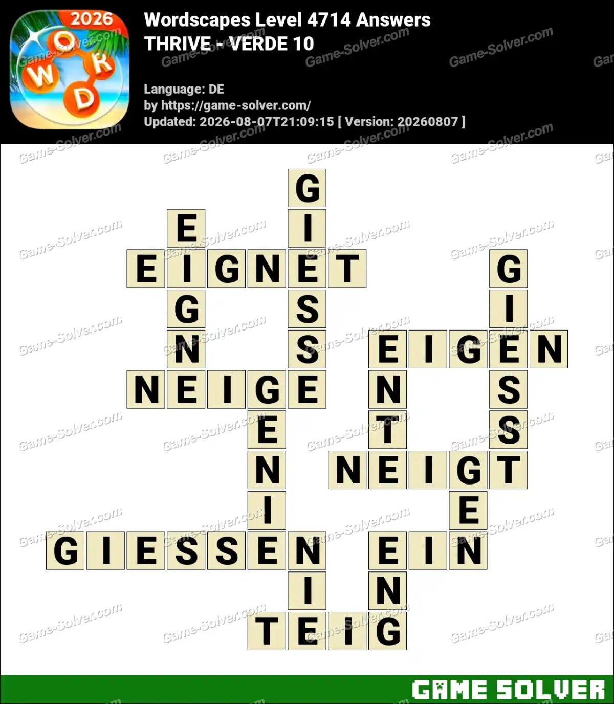 Wordscapes Deutsche Level 4714 Answers — THRIVE - VERDE 10