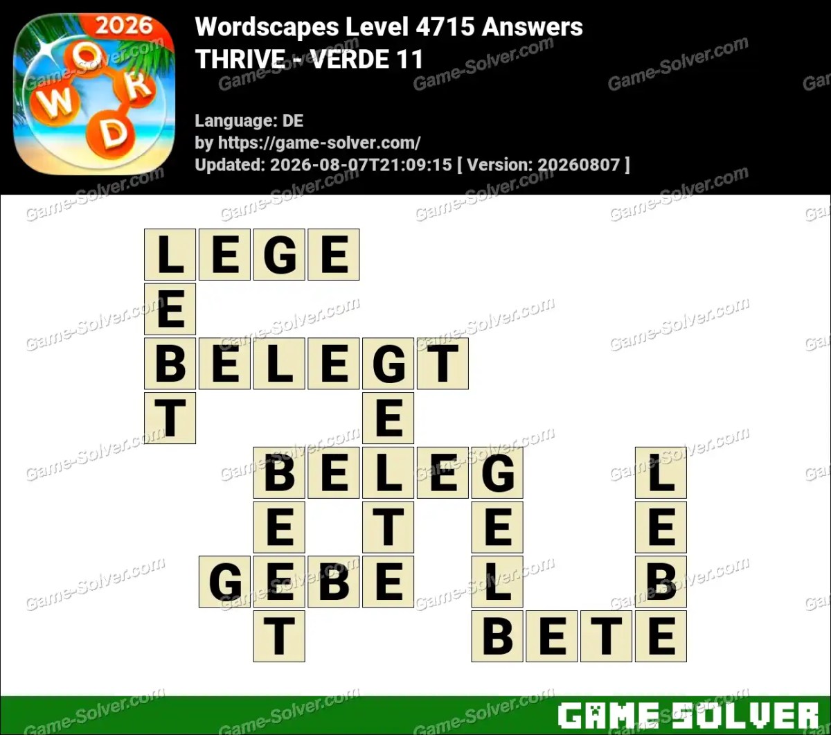 Wordscapes Deutsche Level 4715 Answers — THRIVE - VERDE 11