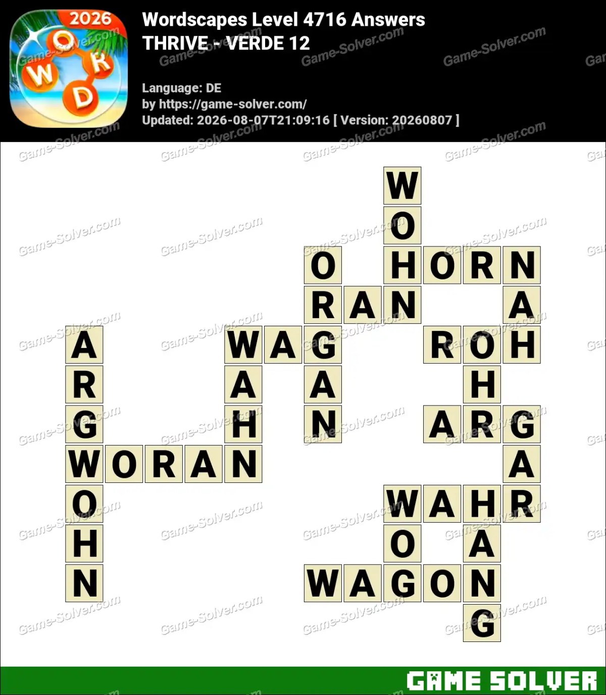 Wordscapes Deutsche Level 4716 Answers — THRIVE - VERDE 12