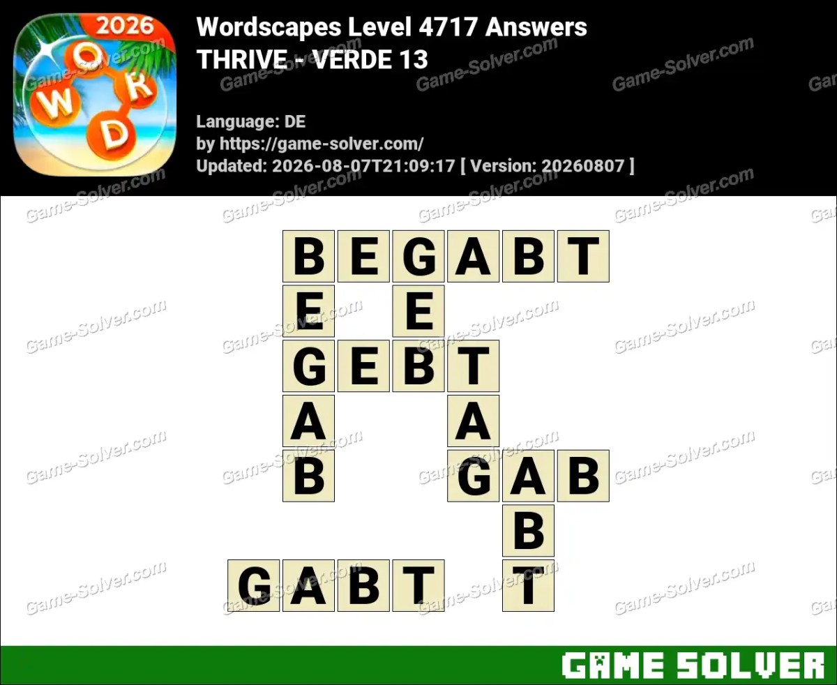 Wordscapes Deutsche Level 4717 Answers — THRIVE - VERDE 13