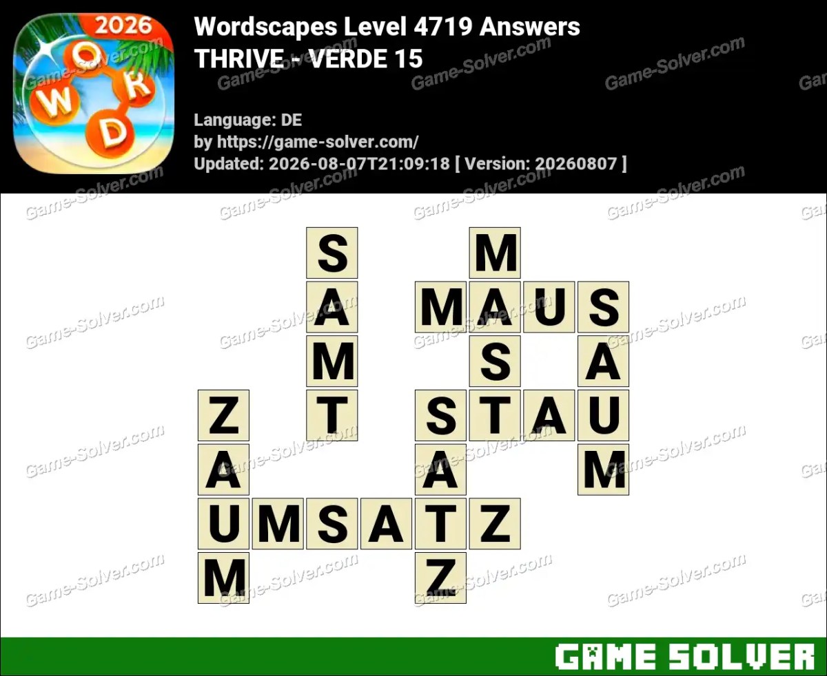 Wordscapes Deutsche Level 4719 Answers — THRIVE - VERDE 15