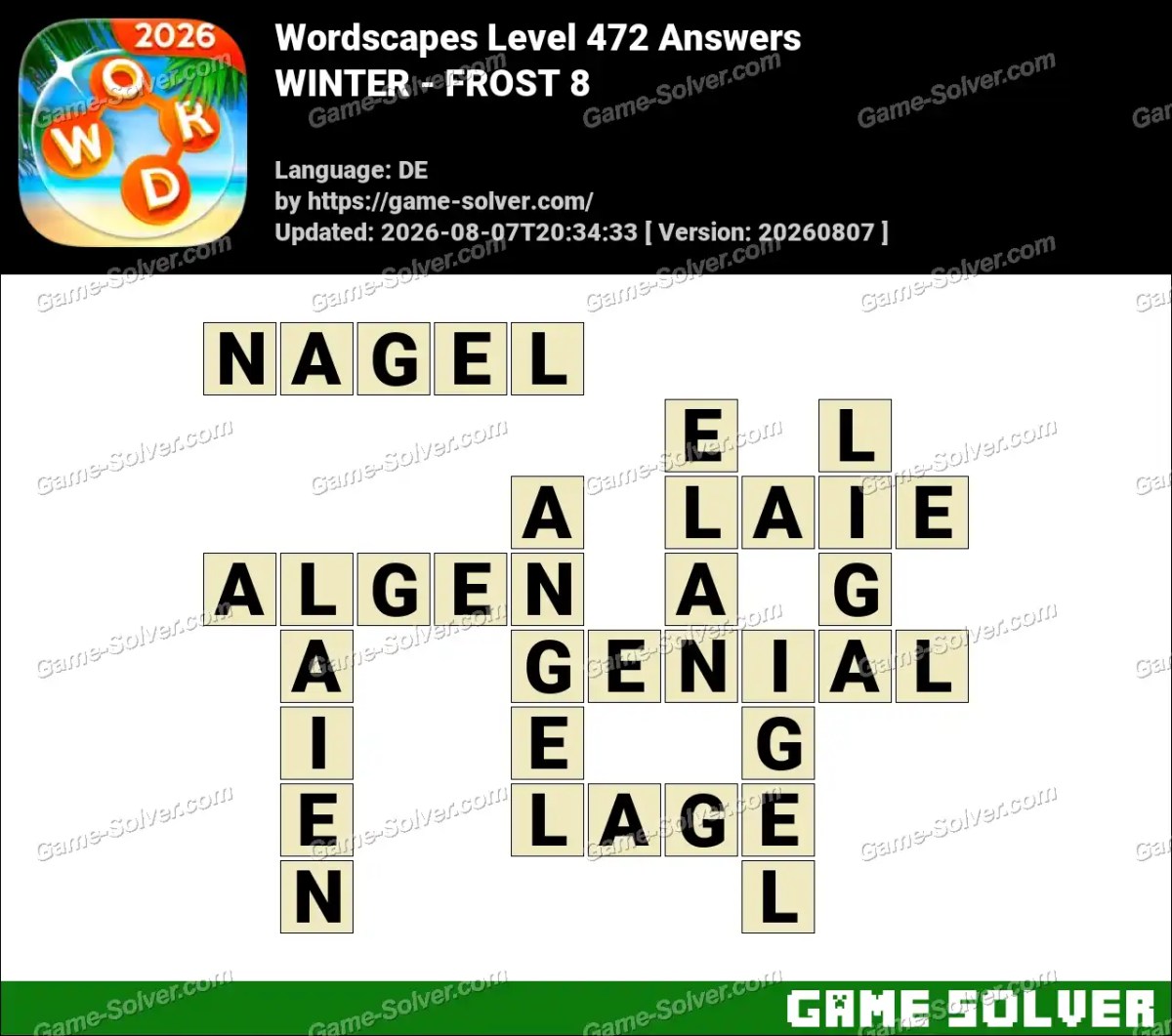Wordscapes Deutsche Level 472 Answers — WINTER - FROST 8 Wordscapes Deutsche Level 472 Answers — WINTER - FROST 8