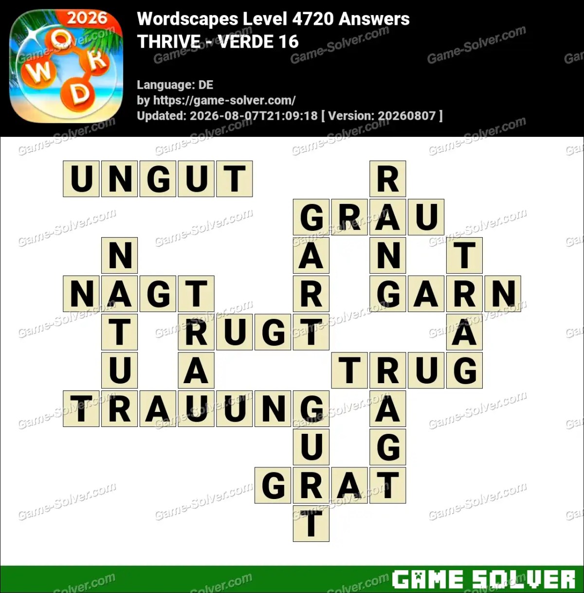 Wordscapes Deutsche Level 4720 Answers — THRIVE - VERDE 16