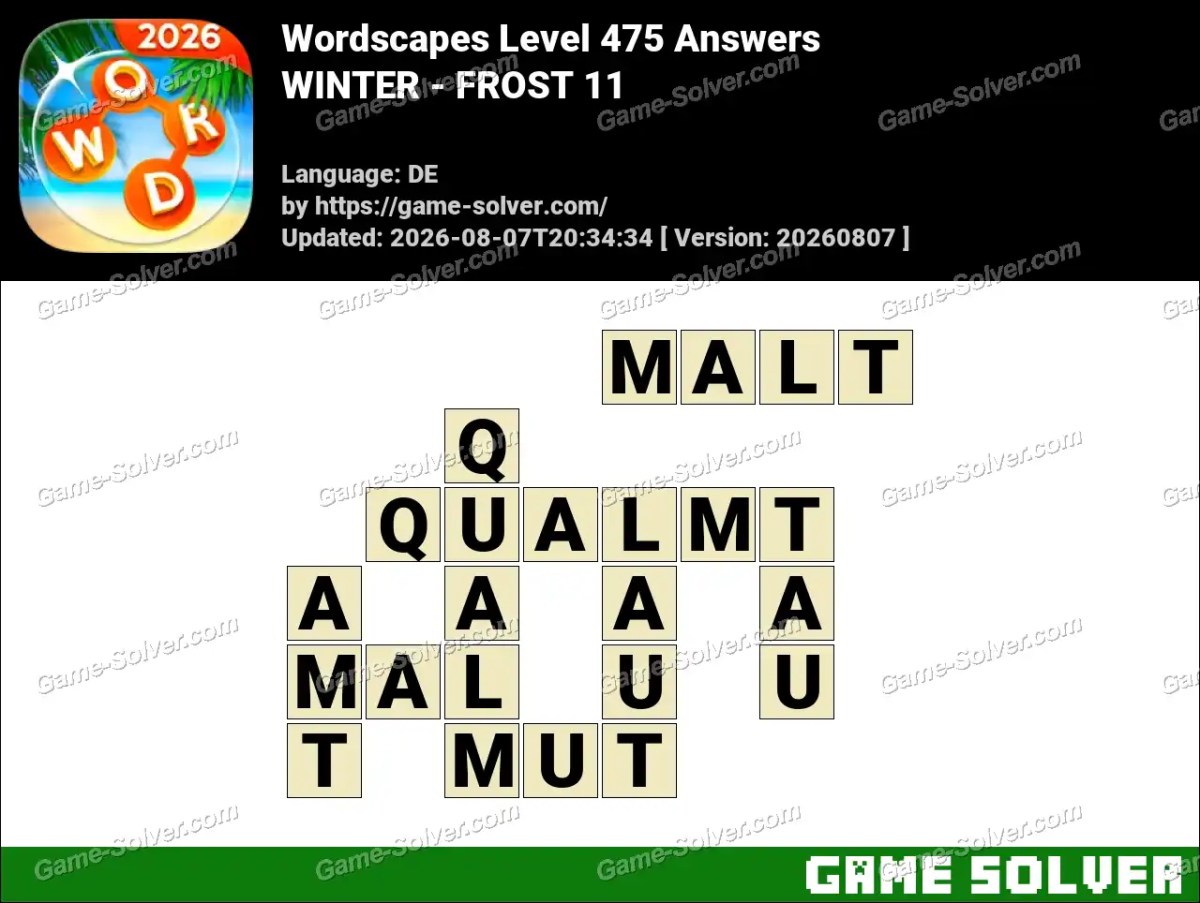 Wordscapes Deutsche Level 475 Answers — WINTER - FROST 11 Wordscapes Deutsche Level 475 Answers — WINTER - FROST 11