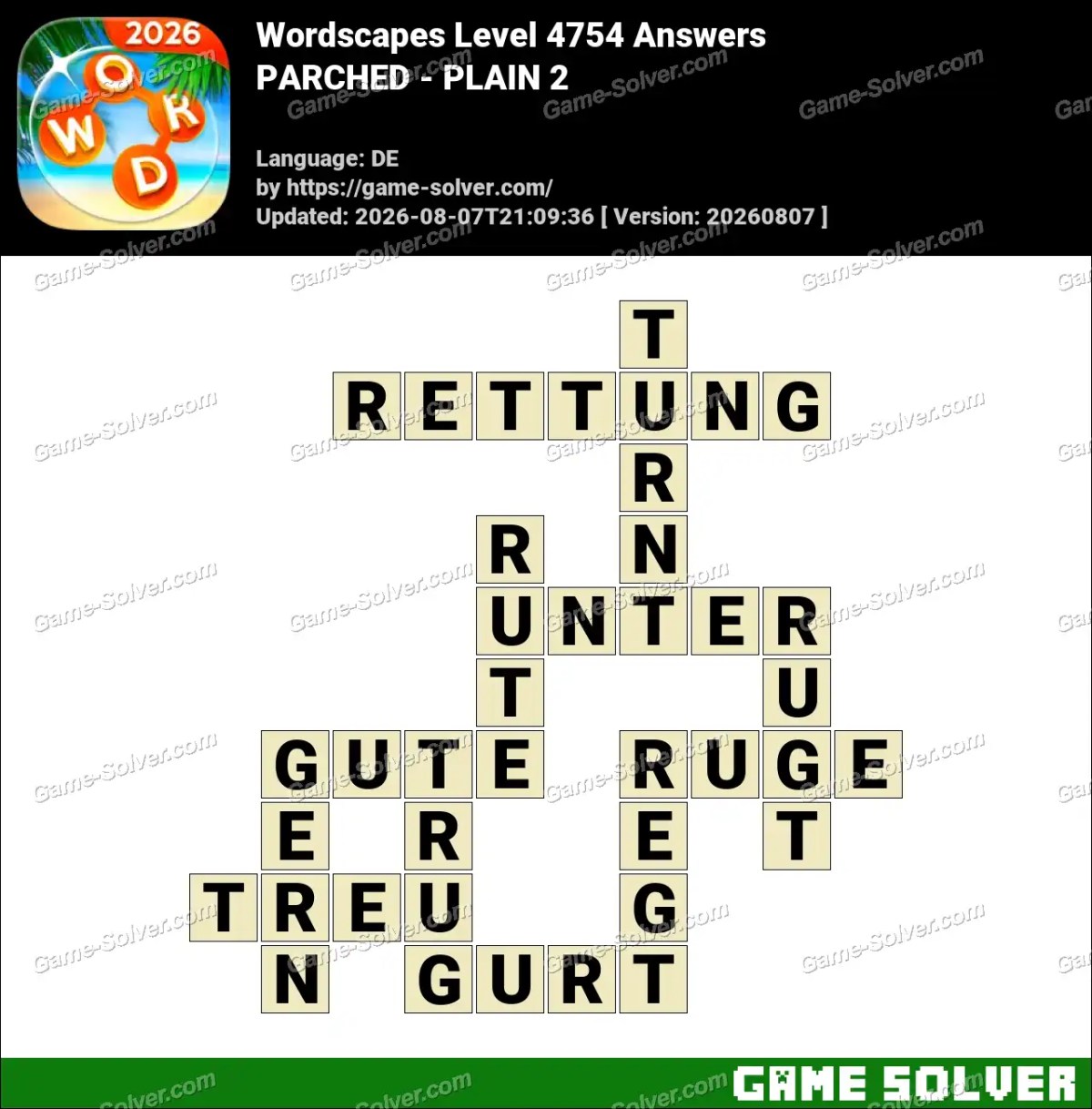 Wordscapes Deutsche Level 4754 Answers — PARCHED - PLAIN 2