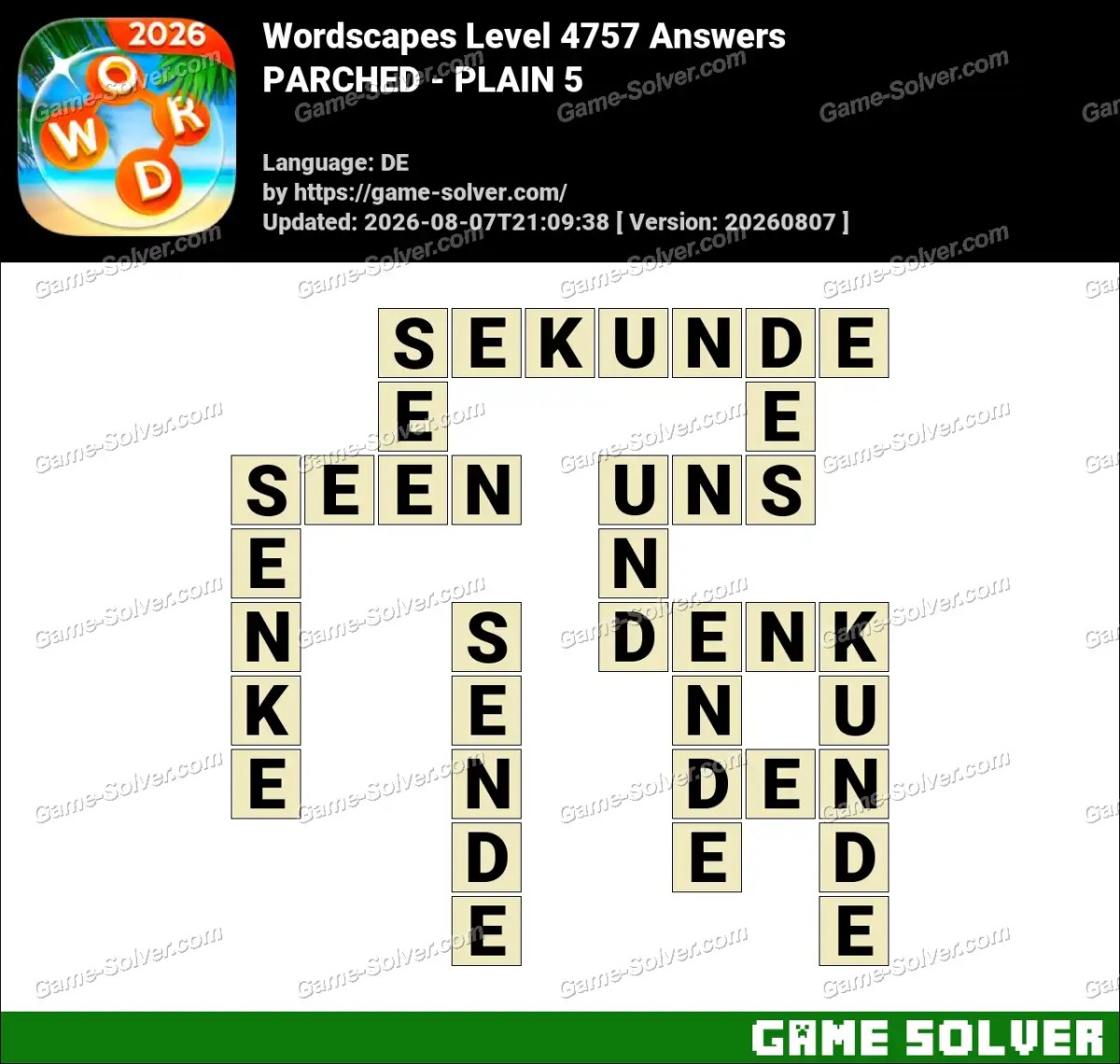Wordscapes Deutsche Level 4757 Answers — PARCHED - PLAIN 5
