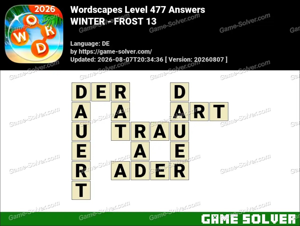 Wordscapes Deutsche Level 477 Answers — WINTER - FROST 13 Wordscapes Deutsche Level 477 Answers — WINTER - FROST 13