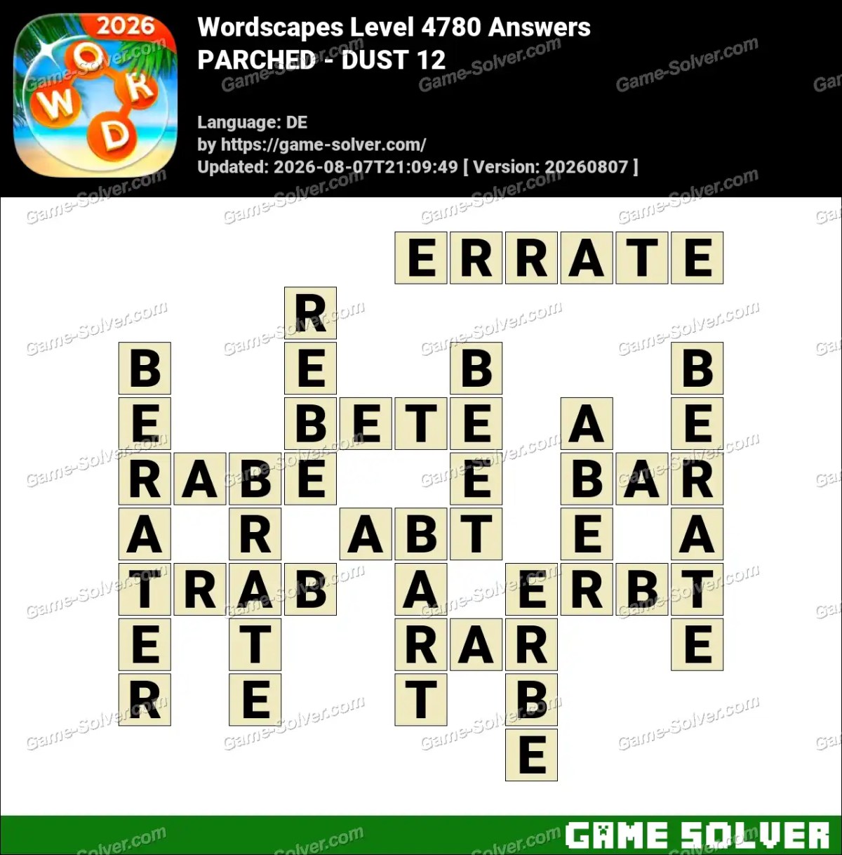 Wordscapes Deutsche Level 4780 Answers — PARCHED - DUST 12 Wordscapes Deutsche Level 4780 Answers — PARCHED - DUST 12