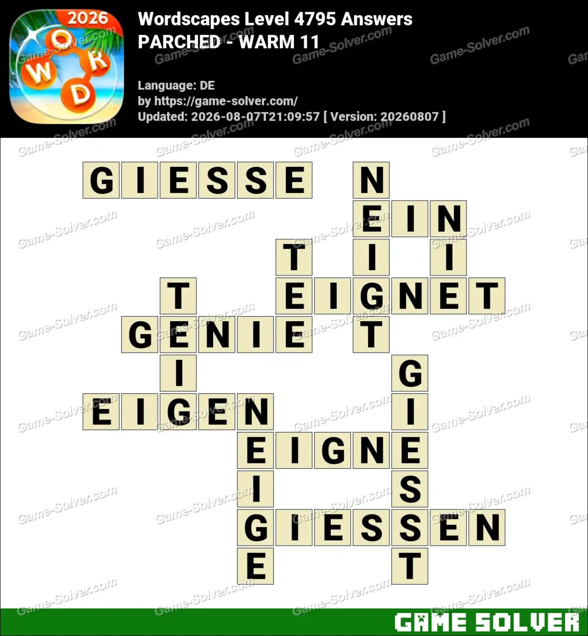 Wordscapes Deutsche Level 4795 Answers — PARCHED - WARM 11 Wordscapes Deutsche Level 4795 Answers — PARCHED - WARM 11