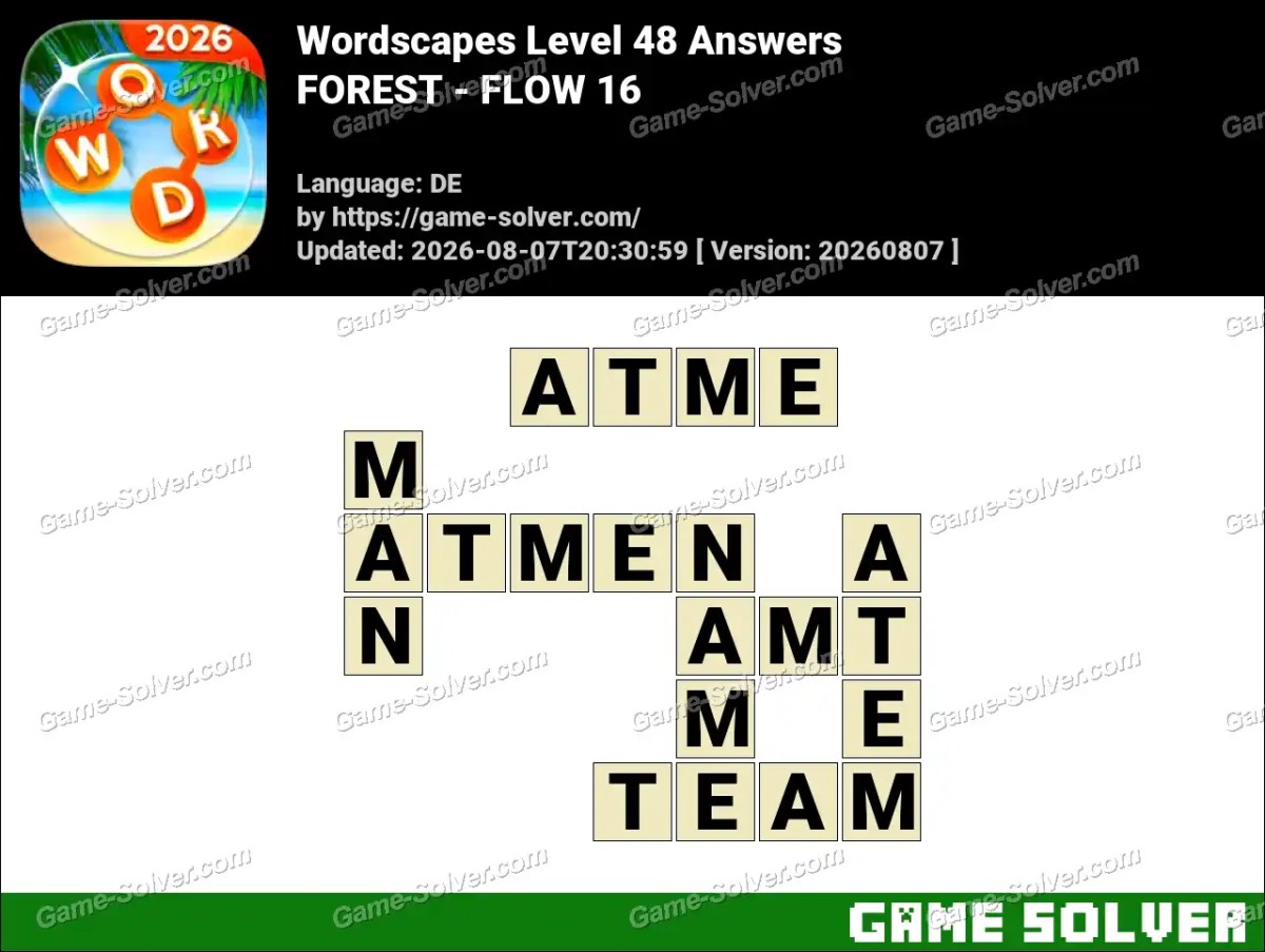 Wordscapes Deutsche Level 48 Answers — FOREST - FLOW 16 Wordscapes Deutsche Level 48 Answers — FOREST - FLOW 16