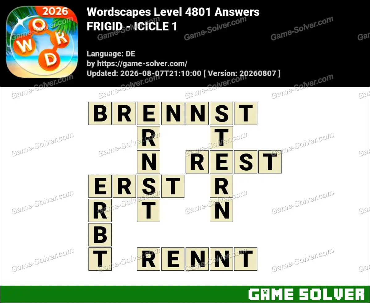 Wordscapes Deutsche Level 4801 Answers — FRIGID - ICICLE 1