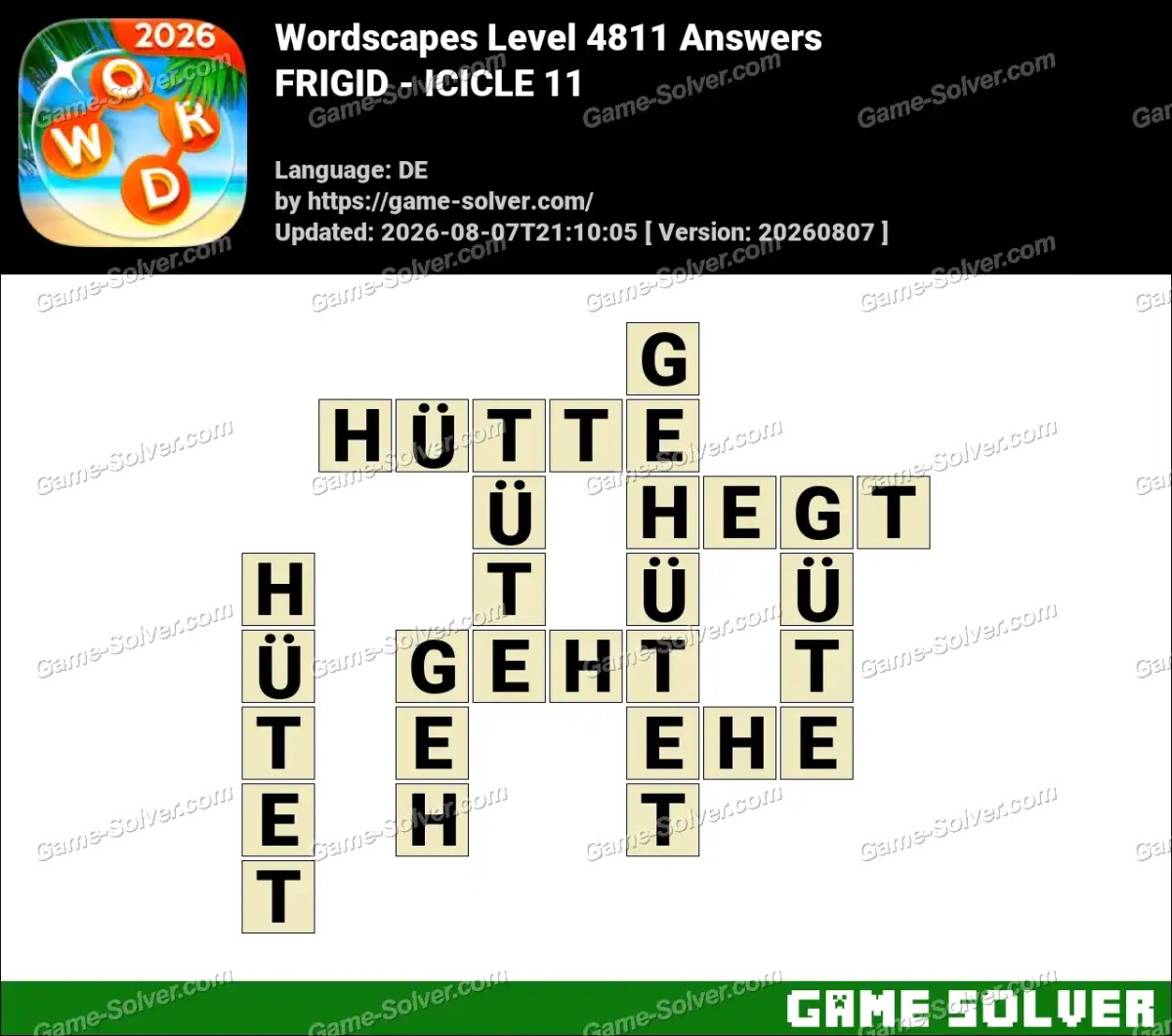 Wordscapes Deutsche Level 4811 Answers — FRIGID - ICICLE 11