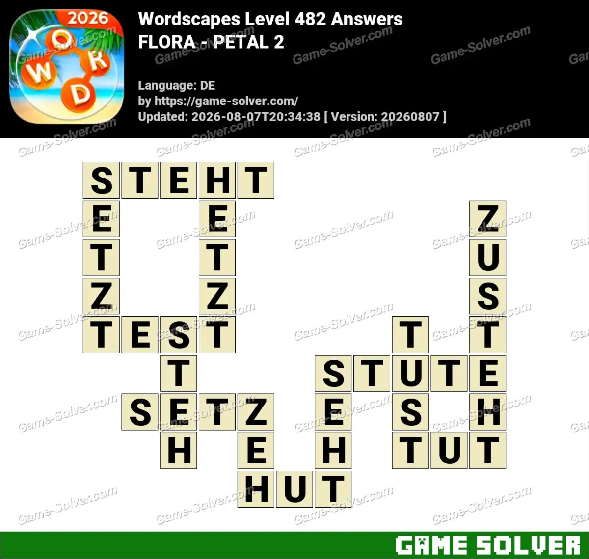 Wordscapes Deutsche Level 482 Answers — FLORA - PETAL 2 Wordscapes Deutsche Level 482 Answers — FLORA - PETAL 2