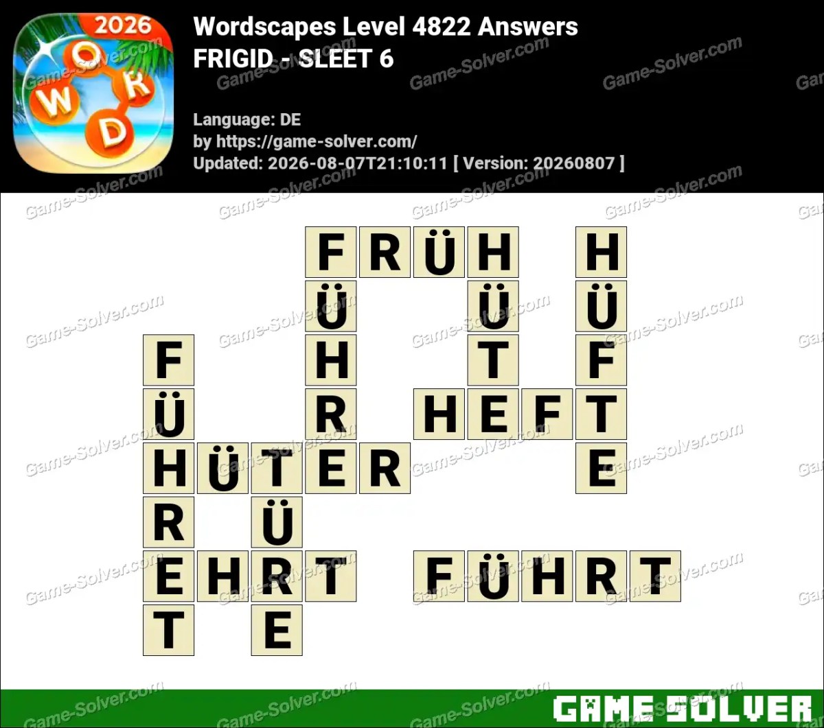 Wordscapes Deutsche Level 4822 Answers — FRIGID - SLEET 6 Wordscapes Deutsche Level 4822 Answers — FRIGID - SLEET 6
