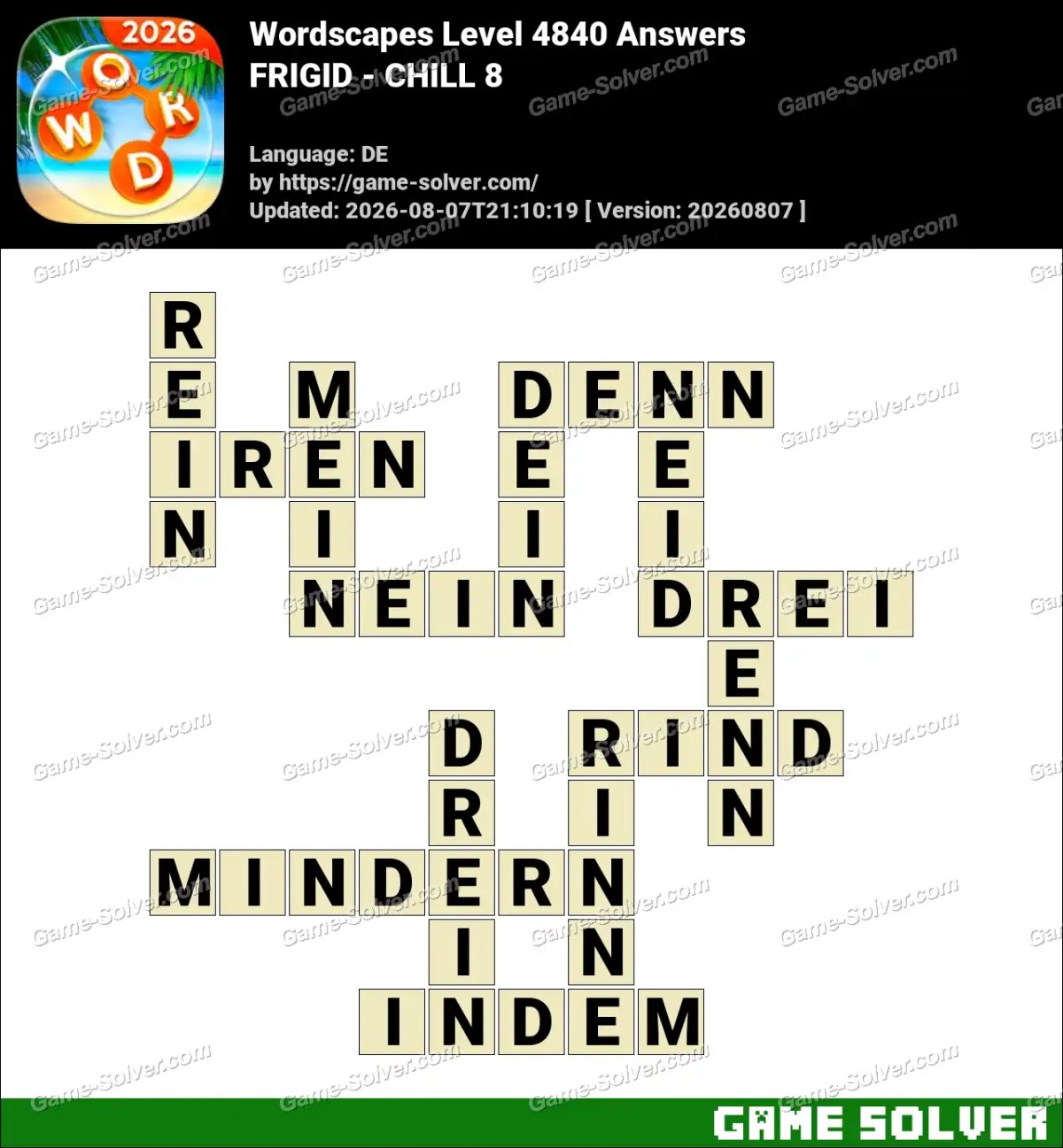 Wordscapes Deutsche Level 4840 Answers — FRIGID - CHILL 8 Wordscapes Deutsche Level 4840 Answers — FRIGID - CHILL 8