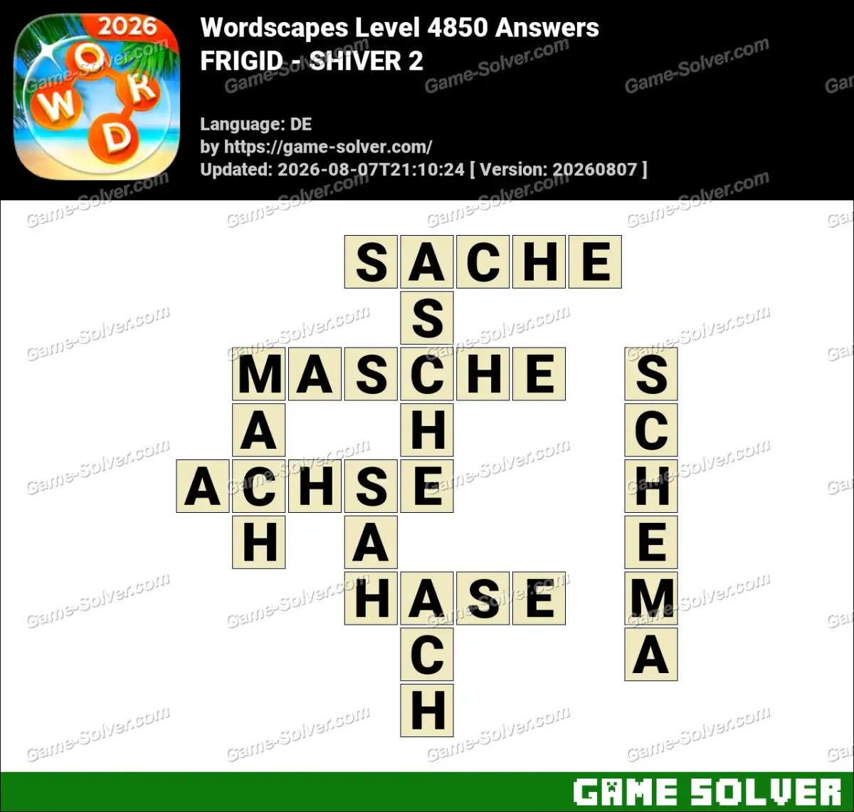 Wordscapes Deutsche Level 4850 Answers — FRIGID - SHIVER 2 Wordscapes Deutsche Level 4850 Answers — FRIGID - SHIVER 2