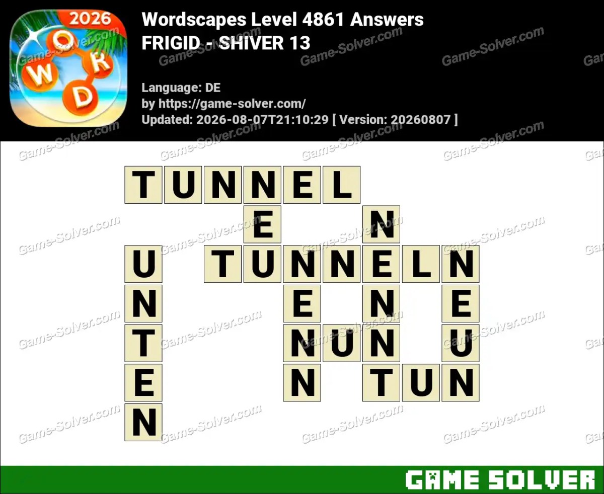 Wordscapes Deutsche Level 4861 Answers — FRIGID - SHIVER 13