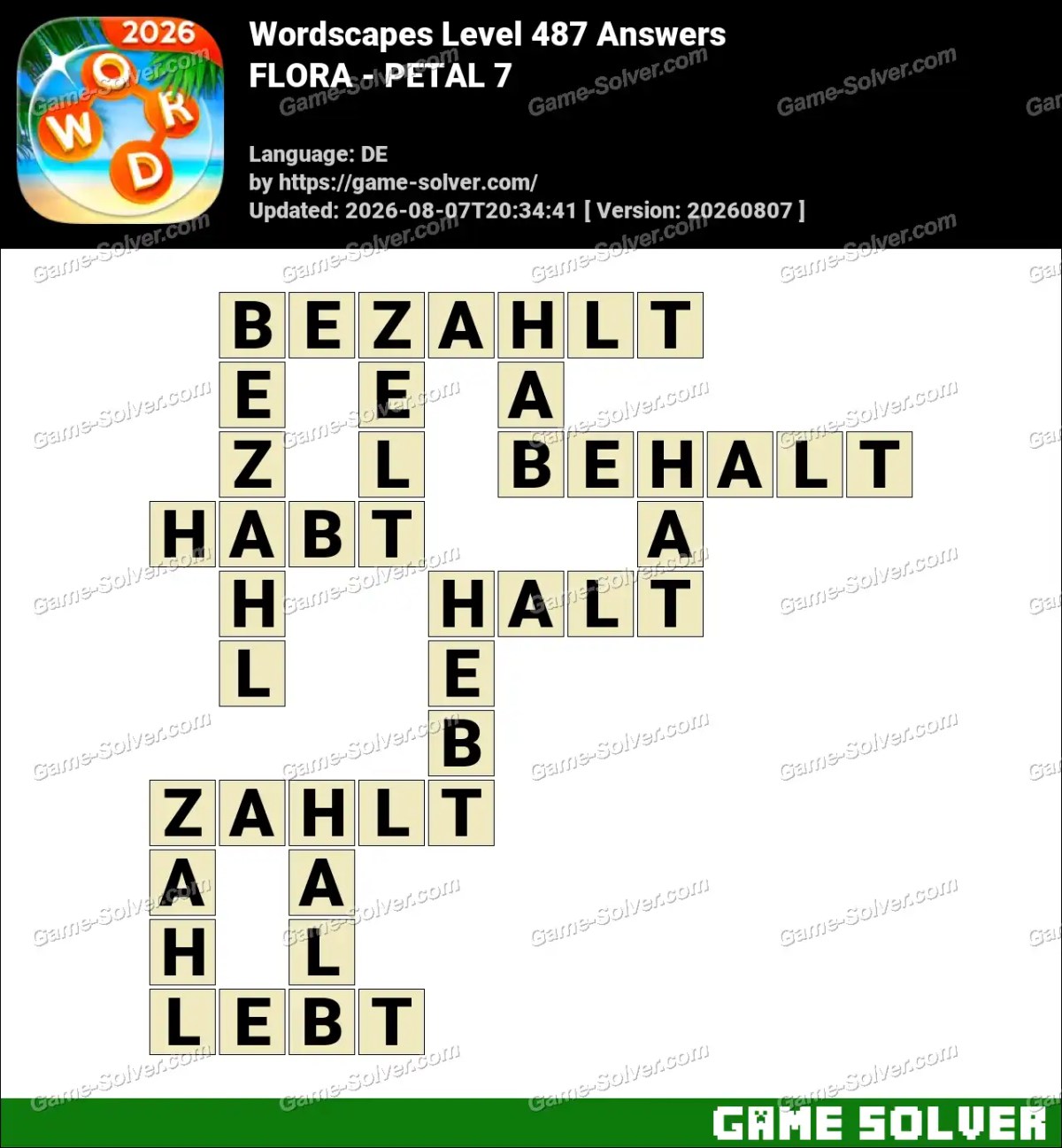 Wordscapes Deutsche Level 487 Answers — FLORA - PETAL 7 Wordscapes Deutsche Level 487 Answers — FLORA - PETAL 7