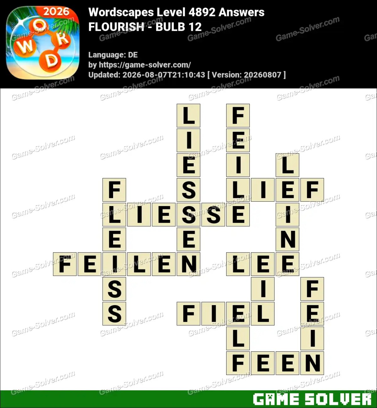 Wordscapes Deutsche Level 4892 Answers — FLOURISH - BULB 12 Wordscapes Deutsche Level 4892 Answers — FLOURISH - BULB 12