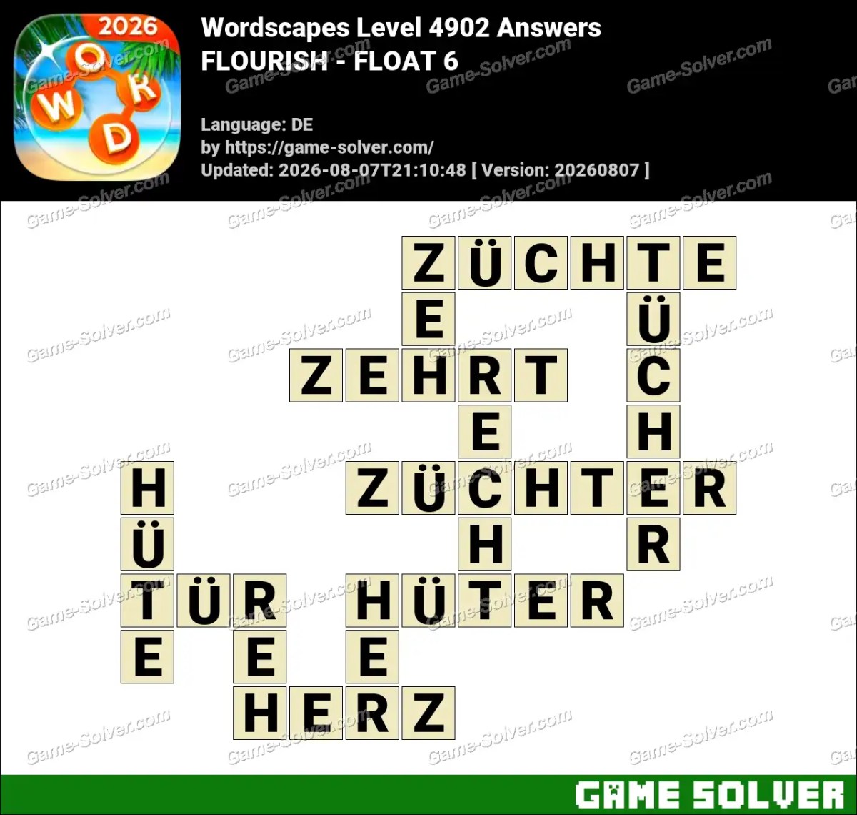 Wordscapes Deutsche Level 4902 Answers — FLOURISH - FLOAT 6