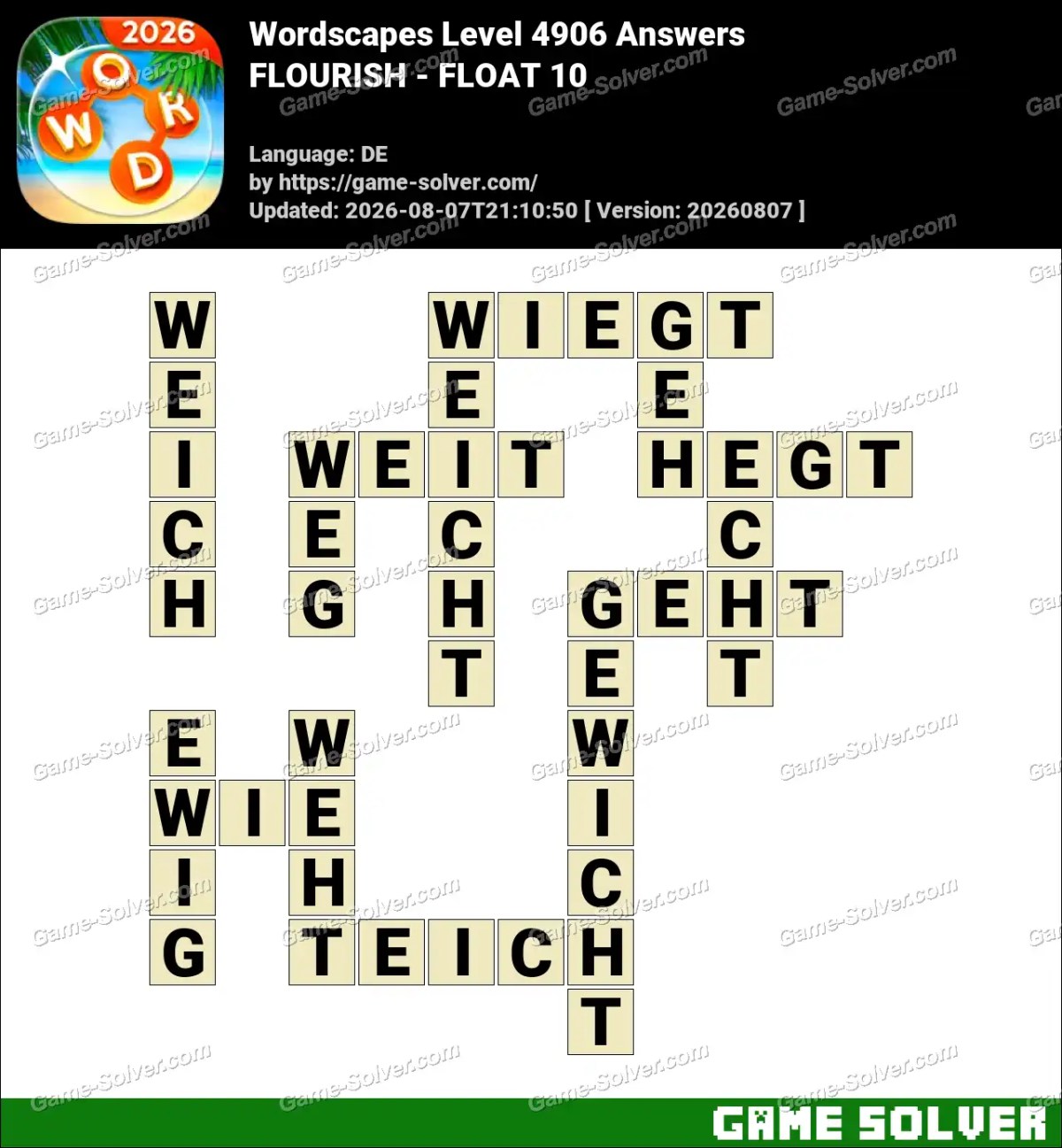 Wordscapes Deutsche Level 4906 Answers — FLOURISH - FLOAT 10 Wordscapes Deutsche Level 4906 Answers — FLOURISH - FLOAT 10