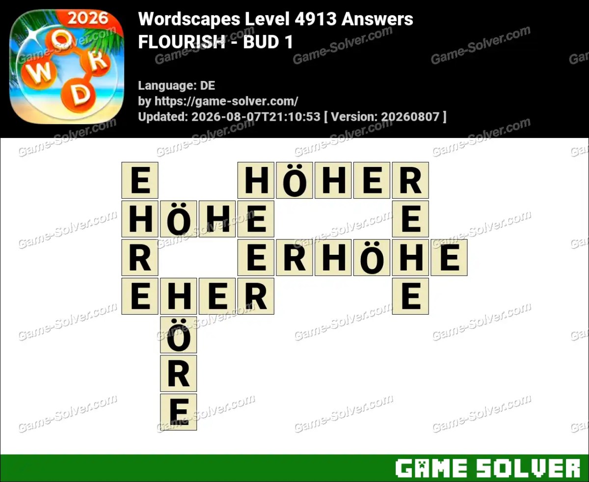 Wordscapes Deutsche Level 4913 Answers — FLOURISH - BUD 1