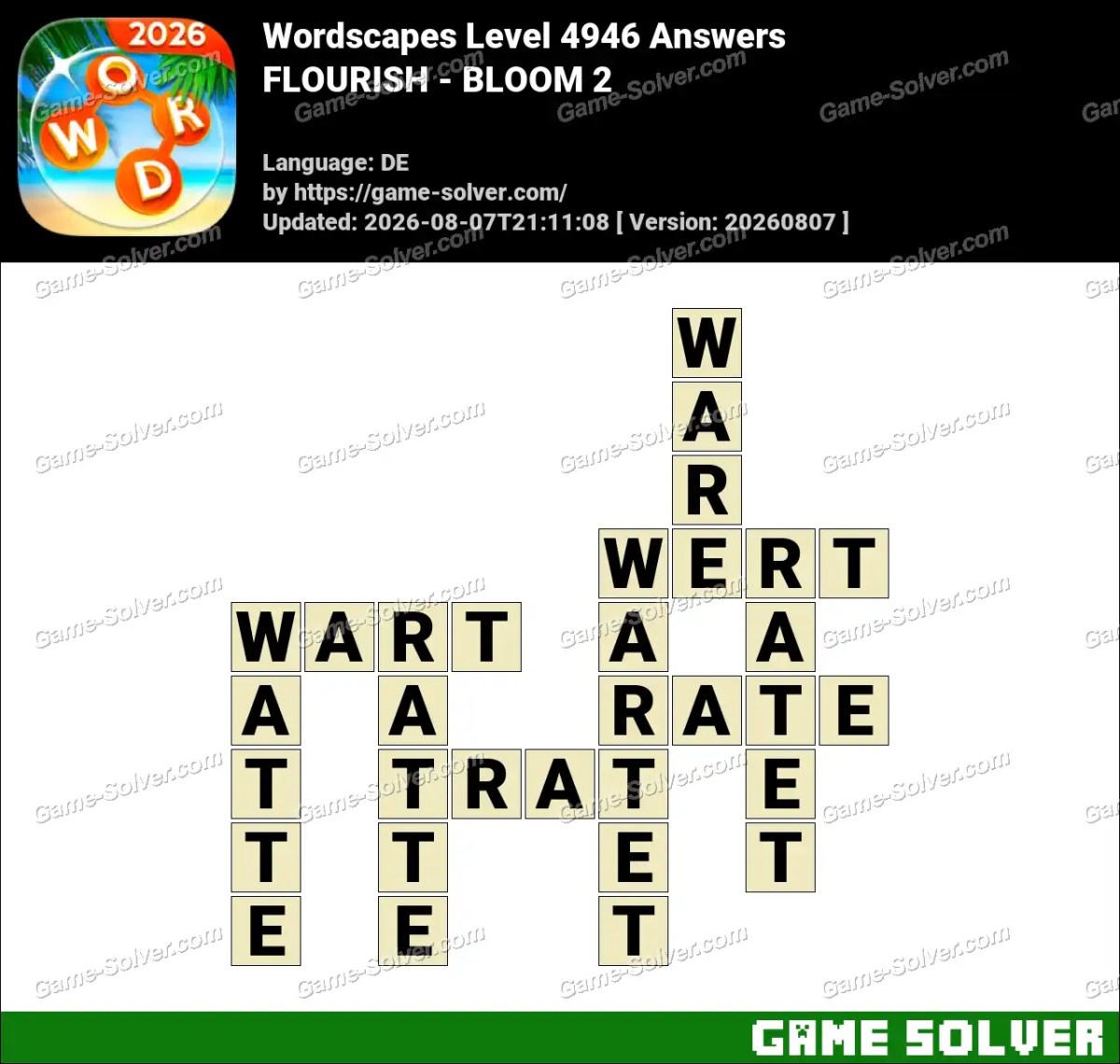 Wordscapes Deutsche Level 4946 Answers — FLOURISH - BLOOM 2