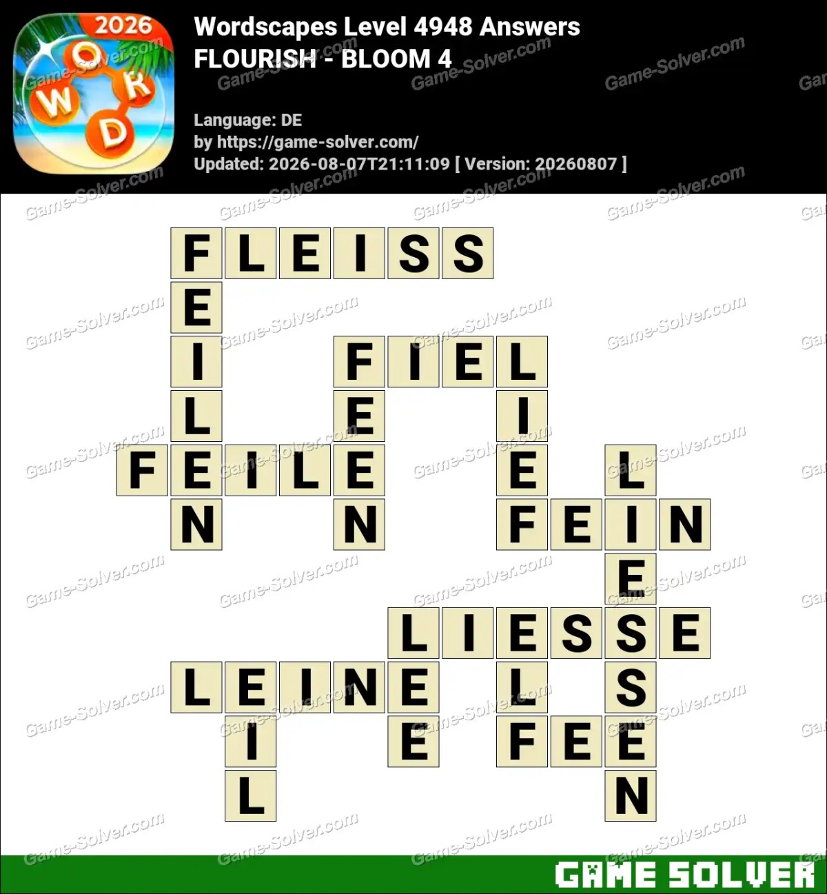 Wordscapes Deutsche Level 4948 Answers — FLOURISH - BLOOM 4