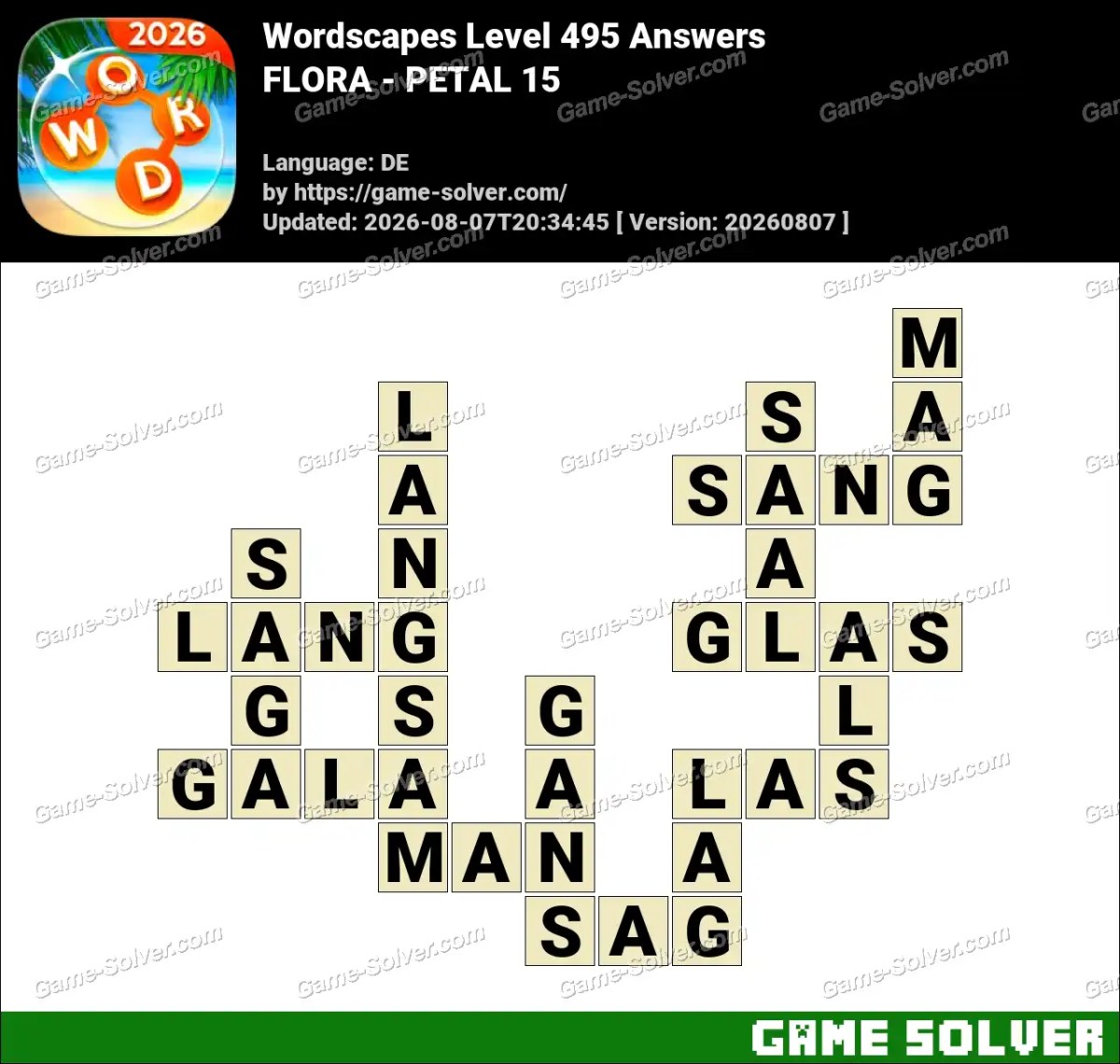 Wordscapes Deutsche Level 495 Answers — FLORA - PETAL 15 Wordscapes Deutsche Level 495 Answers — FLORA - PETAL 15