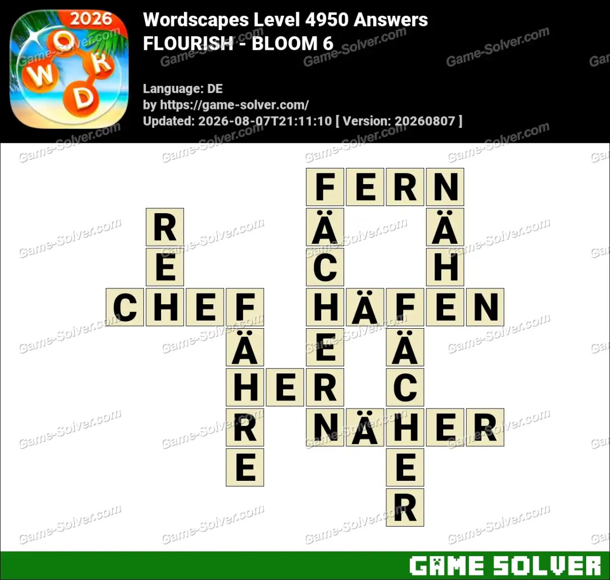 Wordscapes Deutsche Level 4950 Answers — FLOURISH - BLOOM 6