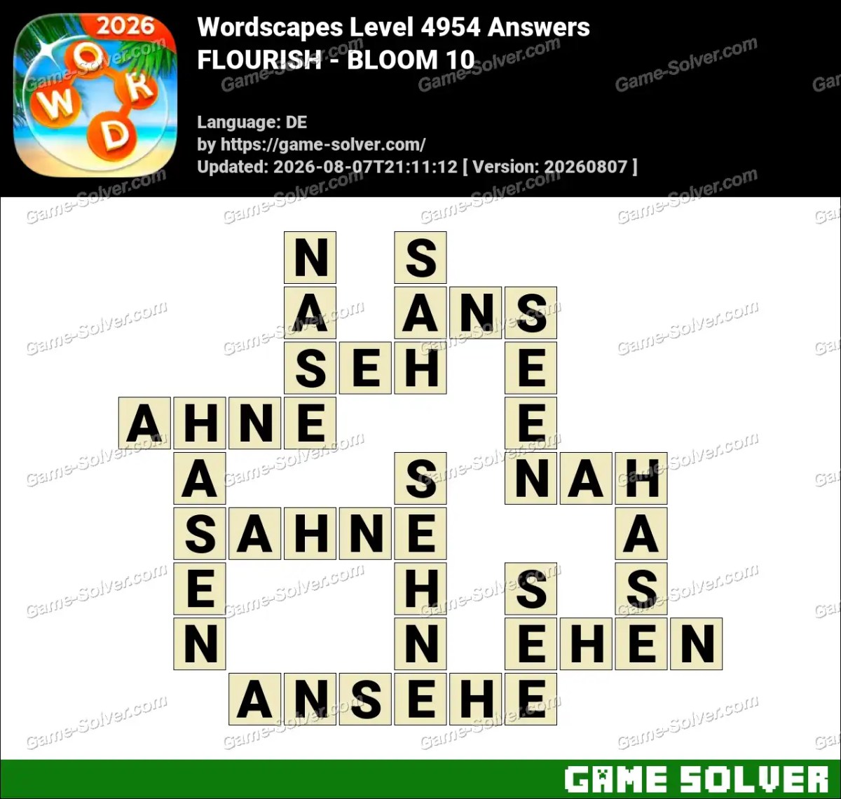 Wordscapes Deutsche Level 4954 Answers — FLOURISH - BLOOM 10